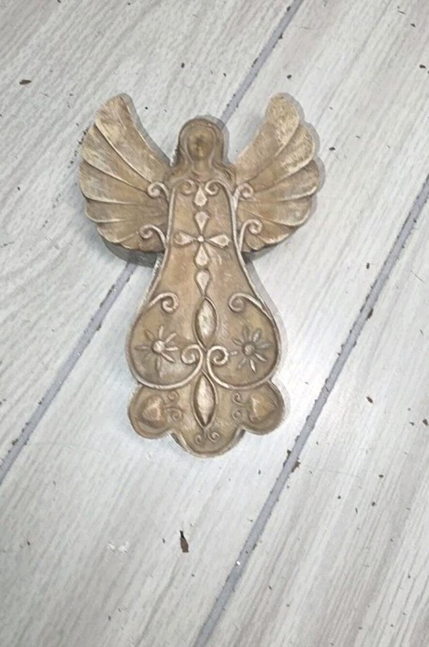 Vtg Collectable Polystone Angel Trinket Box Jewelry Storage Religious Holiday 5"